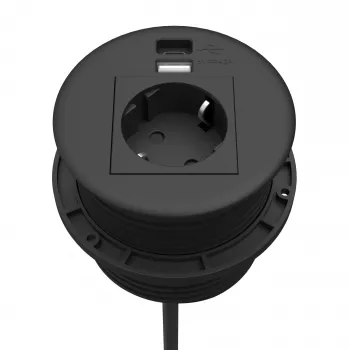 Kindermann CablePort Table Black (STS-R90-2 blac) - Desk Connection Panel Housing