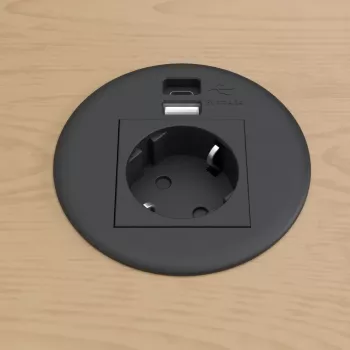 Kindermann CablePort Table Black (STS-R90-2 blac) - Desk Connection Panel Housing