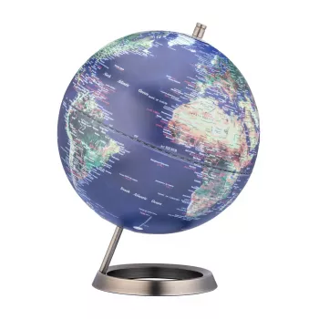 Stolní glóbus TROIKA Globe 23.5 Degrees (G2507-P2P2/CB) - papírová zátěžka, chromová základna, 60 mm