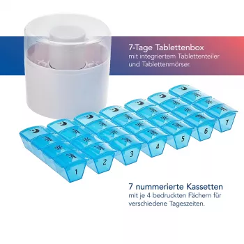 Dávkovač léků s půličem tablet First Aid Only modro-bílý