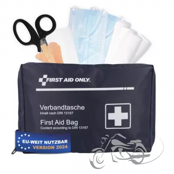 First Aid Only motocyklová lékárnička DIN 13167 modrá, různé obvazy