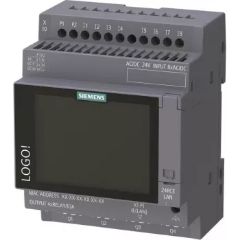 Logický modul Siemens LOGO! 24 RCE s displejem, 24V AC/DC, 8 digitálních vstupů, 4 reléové výstupy, Ethernet