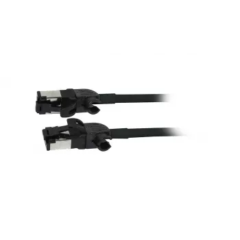 Synergy21 patch kabel RJ45, CAT6A 500MHz, 10m, černý, S/FTP, Slimline kulatý d=4,5mm, TPE/LSZH (Superflex), AWG28, s CAT7 surovými konektory, otočná zástrčka