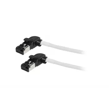 Synergy21 patch kabel RJ45, CAT6A 500MHz, 0,15m, bílý, S/FTP, Slimline kulatý d=4,5mm, TPE/LSZH (Superflex), AWG28, s CAT7 surovým konektorem, otočná zástrčka