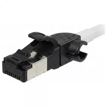 Synergy21 patch kabel RJ45, CAT6A 500MHz, 1,0m, bílý, S/FTP, Slimline kulatý d=4,5mm, TPE/LSZH (Superflex), AWG28, s CAT7 surovým kabelem, otočná zástrčka