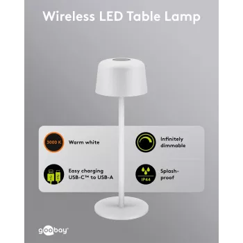 GOOBAY bezdrátová LED stolní lampa, velikost S, 25 cm, bílá