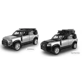 RC model auta JAMARA Land Rover Defender 1:43 2v1, stříbrný, 3+