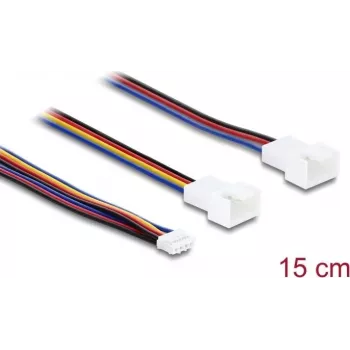 Rozbočovací kabel ventilátoru Delock Y 1 x JST PH 4pinový PWM samice na samce + 4pinový (3 piny osazené) samec 15 cm
