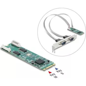 Delock karta M.2 na 2 x sériový RS-232 DB9 se standardními a low profile záslepkami slotů