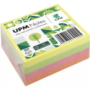 UPM Notes Brilliant Mix samolepicí bločky 400 listů žlutá růžová zelená 76x76mm 3 bloky