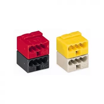 WAGO 243-212 Series 243 4-vodičová zásuvková svorka PUSH WIRE, 0,8 mm, světle šedá/žlutá