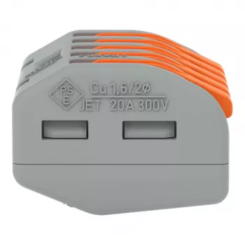 WAGO 222-415 5-vodičový kompaktní páčkový pružinový svorkový blok, 32 A, 400 V, šedá/oranžová