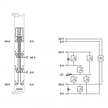 Napájecí filtrační modul WAGO 750-626 24 V DC, CAGE CLAMP, šedý