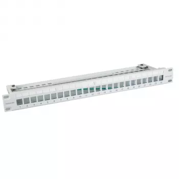 EFB Elektronik 19 inch 24portový 1U prázdný patch panel pro Keystone moduly, RAL7035 (světle šedá)
