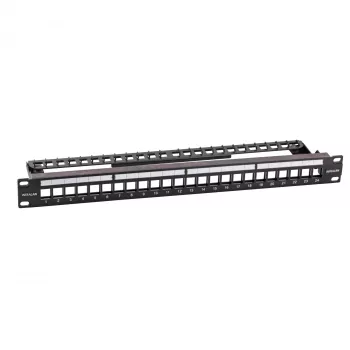 EFB Elektronik 19 inch 24portový 1U rozvodný panel pro Keystone moduly, hluboká černá (RAL 9005)