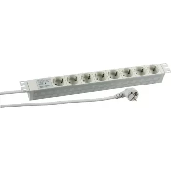 HEINRICH KOPP PROFIversal napájecí jednotka (PDU) - 19 inch do racku, 8x zásuvky Schuko CEE 7/3, přepěťová ochrana, 2m kabel, 16A, 250V, stříbrná