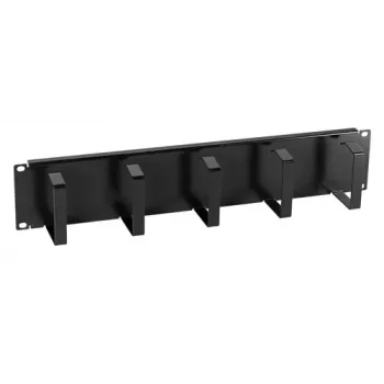 EFB Elektronik 699998NTS 19 inch 2U panel pro vedení kabelů, 5 držáků, ocel, černý (RAL 9005)
