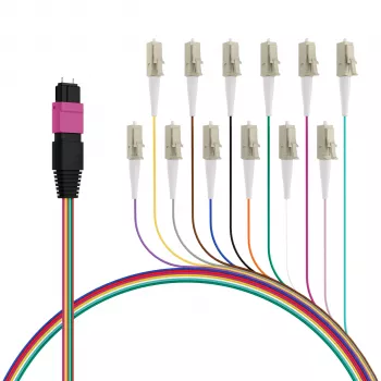EFB ELEKTRONIK MPO-PLUS(M)-LC fanout kabel OM4 12 vláken typ B LSZH vřesově fialový 0,4 m