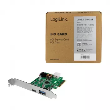 LogiLink PCI Express USB 3.2 karta, 5 Gbps, 2 externí + 3 interní porty USB-A