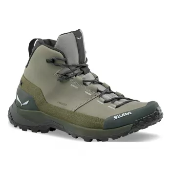 Trekové boty SALEWA Puez Leather Mid PTX Shadow/Dark Olive