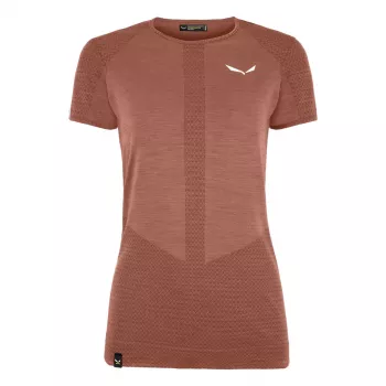 Dámské tričko spodní vrstvy Salewa Zebru Medium Warm Merino Wool – Etruscan Red, velikost S
