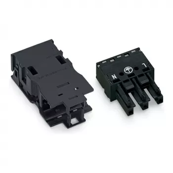 WAGO zásuvný konektor 770-203/035-000 s pouzdrem pro odlehčení tahu, černý
