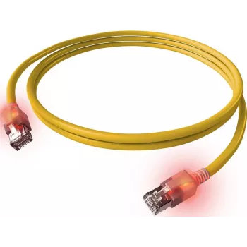 EasyLan DualBoot LED Patch Cable RJ45 S/FTP Cat.6A (Class EA) with saCon Plug, LSOH, Yellow, 7.5 m