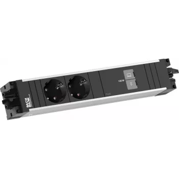 Bachmann STEP ALU stolní napájení 2x Schuko 1x USB-C 100W hliník