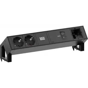 Bachmann DESK2 2x Schuko CEE 7/3 1x USB-C 100W 1x Custom Module 1m kabel RAL9005 černá