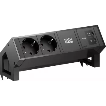 Stolní napájecí modul Bachmann DESK2 2x CEE 7/3 1x USB-C 45W 0,2m RAL9005