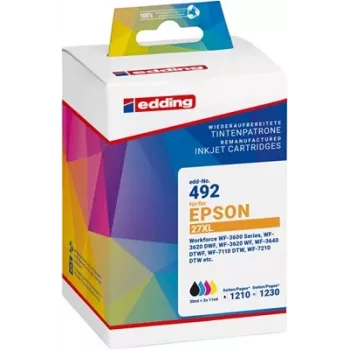 Edding kompatibilní inkoustové kazety kombinované balení pro Epson 27XL (azurová, purpurová, žlutá) - vysoká výtěžnost - 3 ks