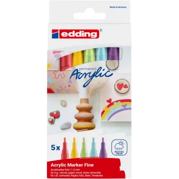 EDDING 5300 akrylové markery sada mix barev 1,0 - 2,0 mm 5 ks (4-5300-5S-2)