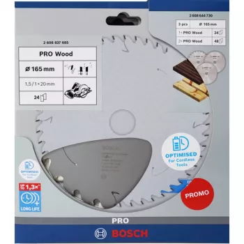 Akumulátorový kotouč na dřevo BOSCH POWERTOOLS PRO 165 mm (výhodné balení 3 ks)