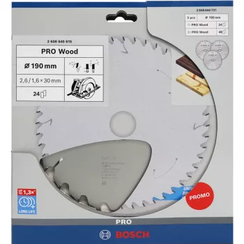 BOSCH Power Tools PRO dřevo kotoučová pila 190 mm (3kusové promo balení)
