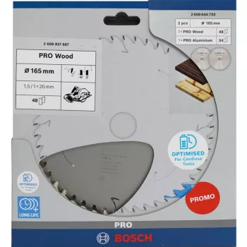 Kotoučová pila na dřevo/hliník BOSCH PRO 165mm, dvojbalení