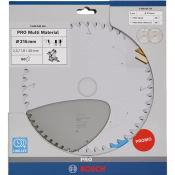 Kotoučová pila na dřevo/multimateriál BOSCH PRO 216mm, dvojbalení