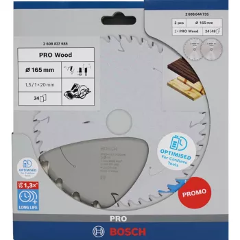 Akumulátorový kotouč na dřevo BOSCH POWERTOOLS PRO 165 mm (výhodné balení 2 ks)