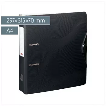 BRUNNEN WAVE pořadač onyx černý plast 7,0 cm DIN A4