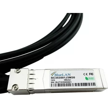 BlueLAN MCP2100-X003A-BL kompatibilní Mellanox 10GBASE-CR pasivní SFP+ na SFP+ Direct Attach kabel, 3m, AWG30