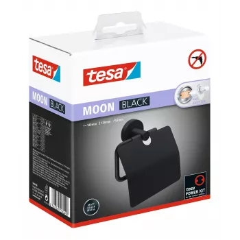 Tesa MOON BLACK Toilet Paper Holder with Lid Self-Adhesive Black 1 Piece
