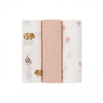 Sada 3 zavinovacích plen Lassig Muslin 85x85 cm Little Mateys Spicy Orange