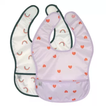 Sada nepromokavých bryndáků Lassig 6m+ Happy Rascals Heart Lavender