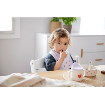 Dětská jídelní sada Lassig Happy Rascals Heart Lavender, 5 dílů