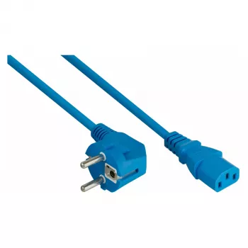 Kabelmeister napájecí kabel zástrčka Schuko Type E+F (90° zahnutá) na konektor IEC C13, modrý, 1,0 m
