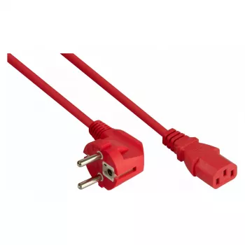 Kabelmeister napájecí kabel zástrčka Schuko Type E+F (90° zahnutá) na IEC C13, červený, 0,75 m
