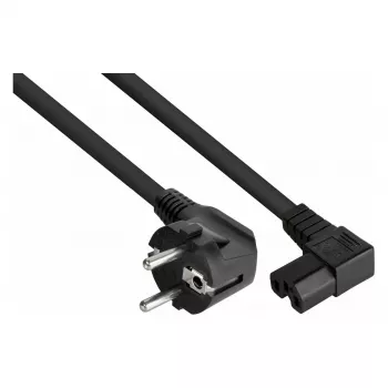 Kabelmeister napájecí kabel zástrčka Schuko Type E+F (90° zahnutá) na zásuvku IEC C15 (přímá), 1,8m, černý