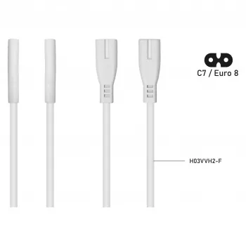 Kabelmeister Euro prodlužovací kabel C8 na C7, bílý, 5 m