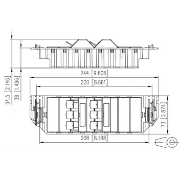 MetzConnect E-DAT subway 6x8(8) GB3 prázdná datová přípojná jednotka - Cat6 - 6x RJ45 - perleťově bílá - bez modulů (1309360601-E)