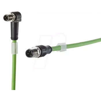 METZ CONNECT 142M1D19020 Cat5e M12 propojovací kabel, 2 m, zelený, D-kódovaný, stíněný, PUR