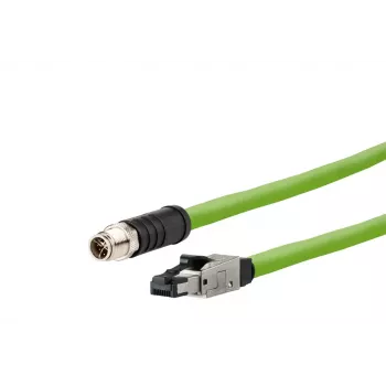 METZ CONNECT Industrial Ethernet kabel M12 X-kódovaný CAT 6a SF/UTP 10 m zelený PUR plášť vhodný pro energetické řetězy (142M6X18100)
